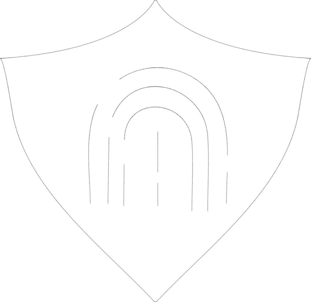 Thumb scanner in shield. vector