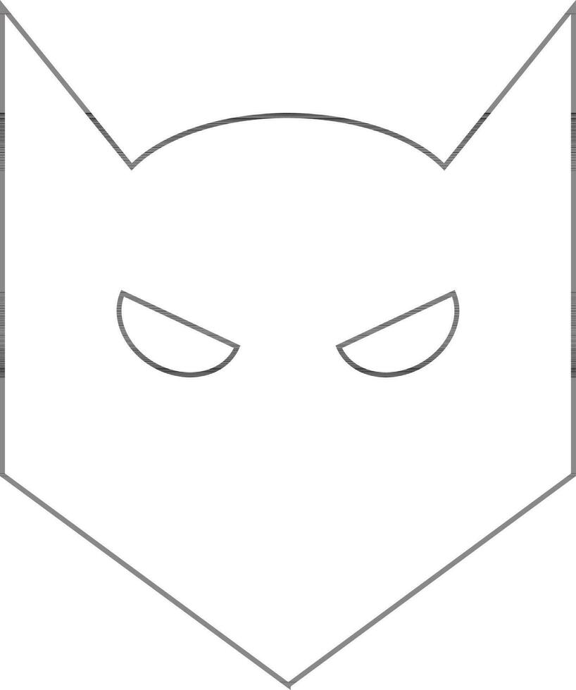 Illustration of a batman mask in black line art. vector