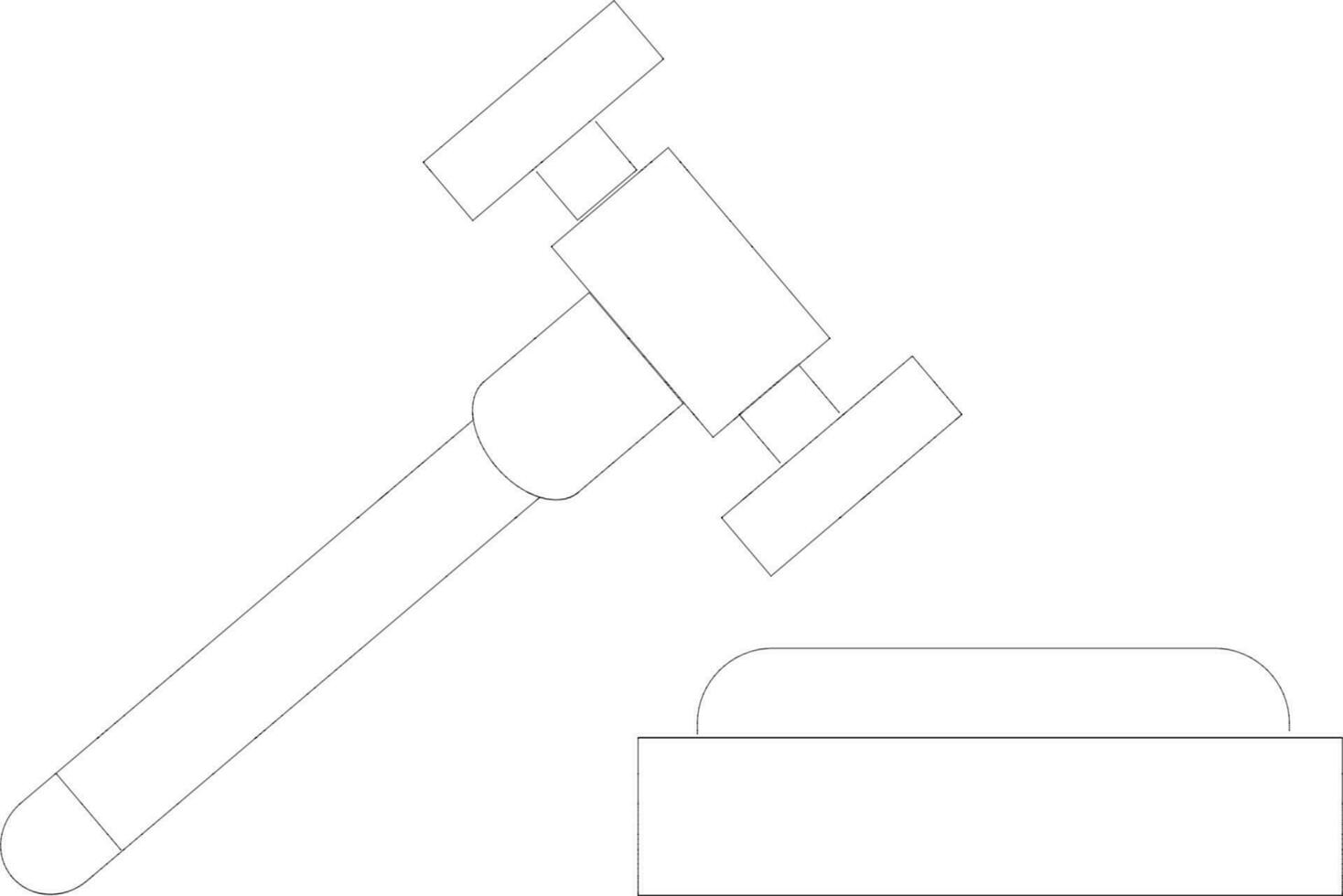 Black line art judge gavel icon. vector