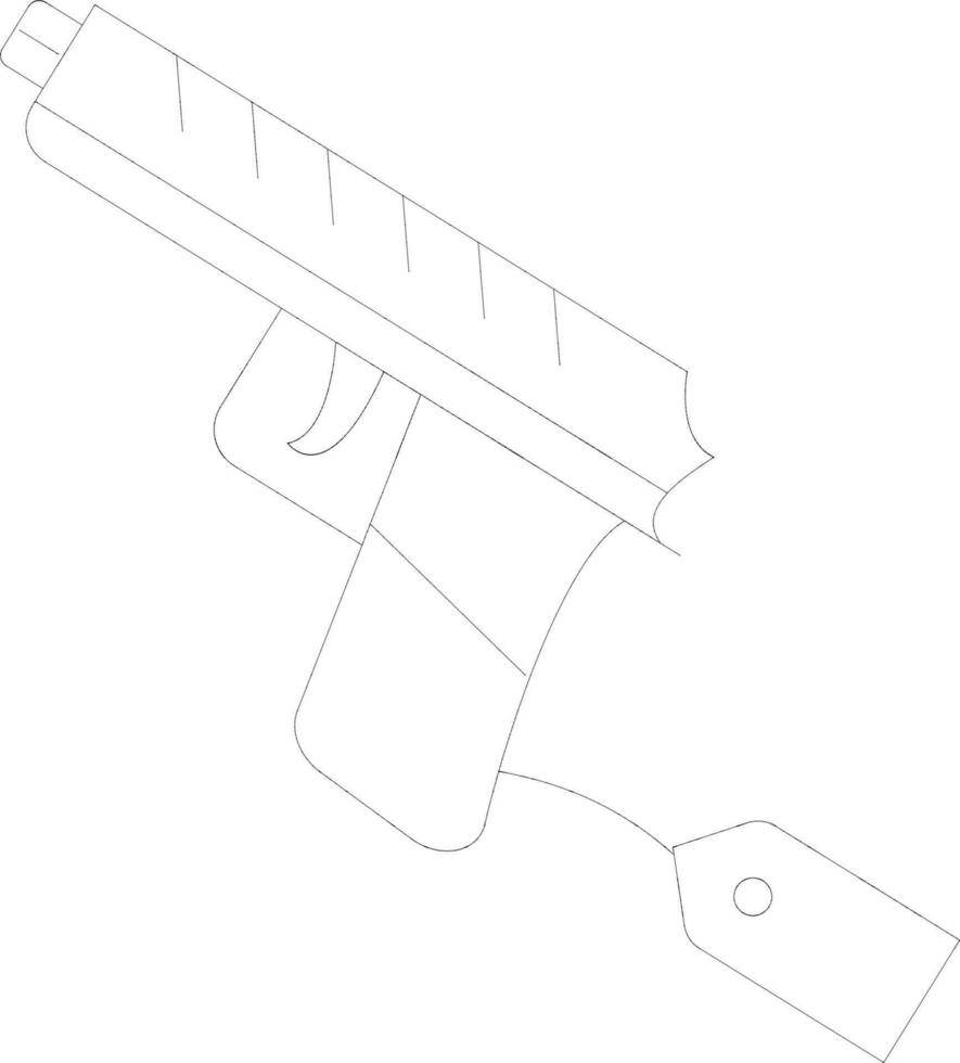 pistola icono en negro línea Arte ilustración. vector