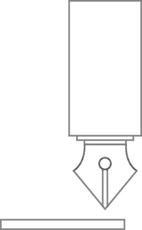 Fountain pen nib in black line art. vector