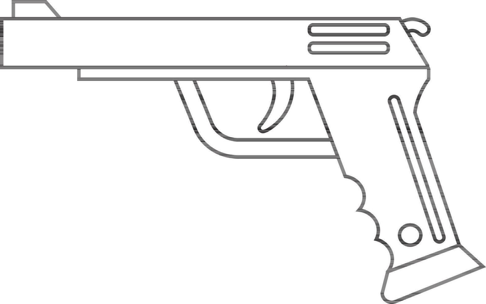 Isolated gun in black line art. vector