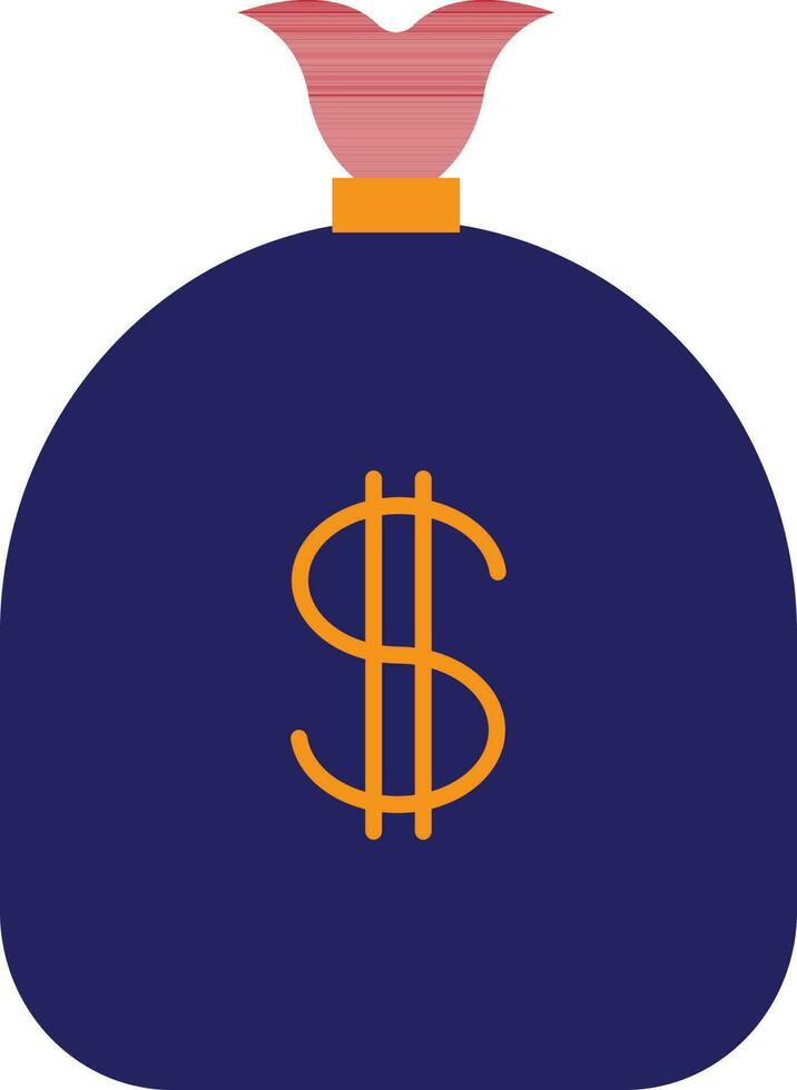 Blue and orange money bag. vector