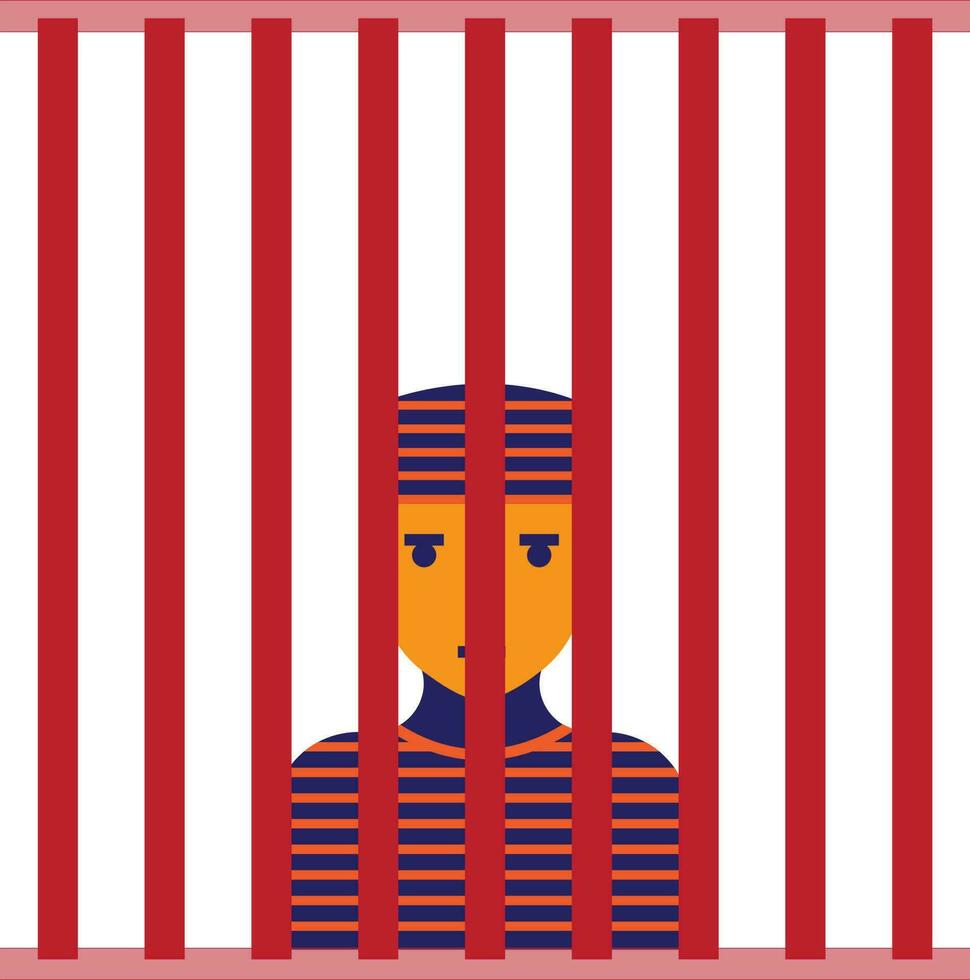 Character of man in red prison. vector