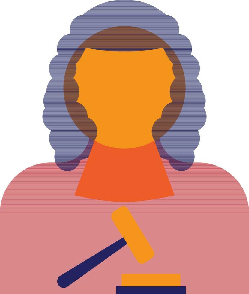 Character of female judge gavel. vector