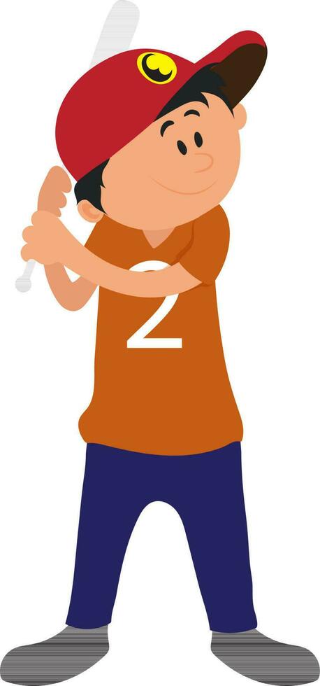 Cartoon character of a little boy with baseball bat. vector