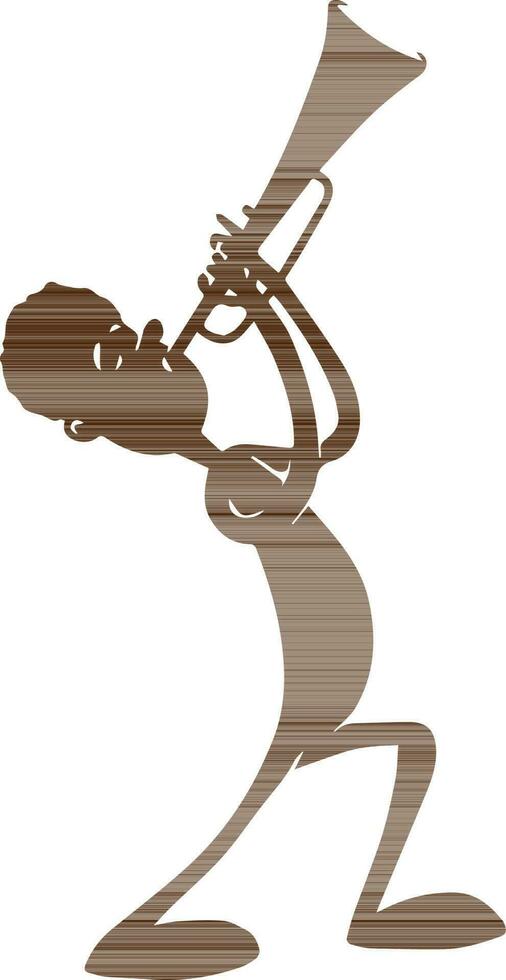 Cute boy playing trumpet. vector