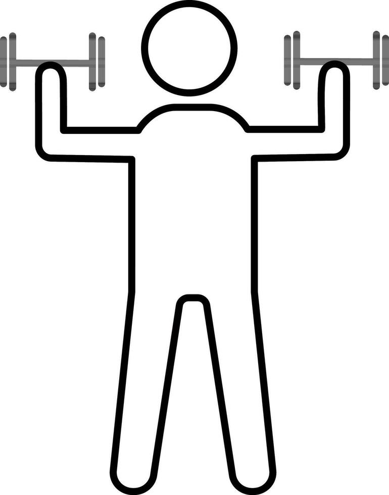 Man exercising with dumbbells. vector