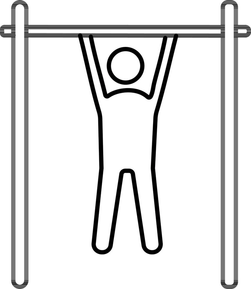 Man doing pull up exercise. vector