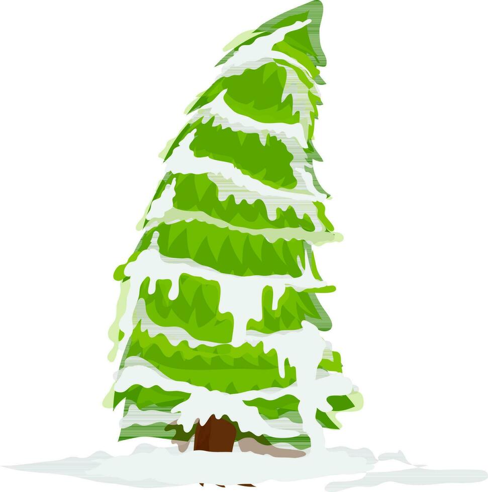 ilustración de Navidad árbol con nieve. vector