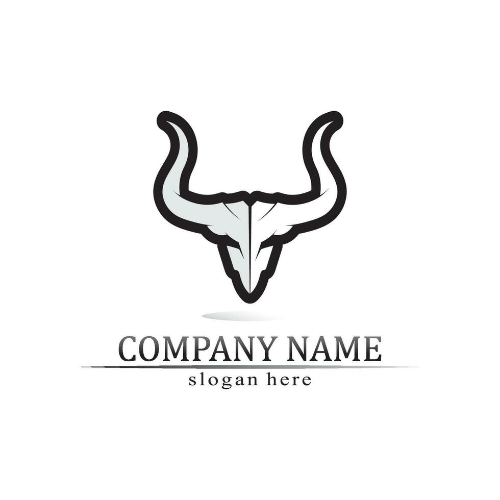 Bull and cow animal, logo and vector horn and buffalo logo and symbols template icons app