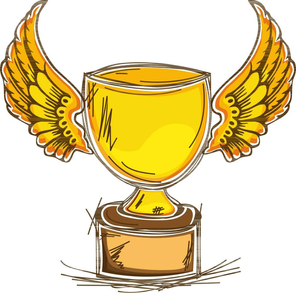 dorado victorioso trofeo con alas. vector