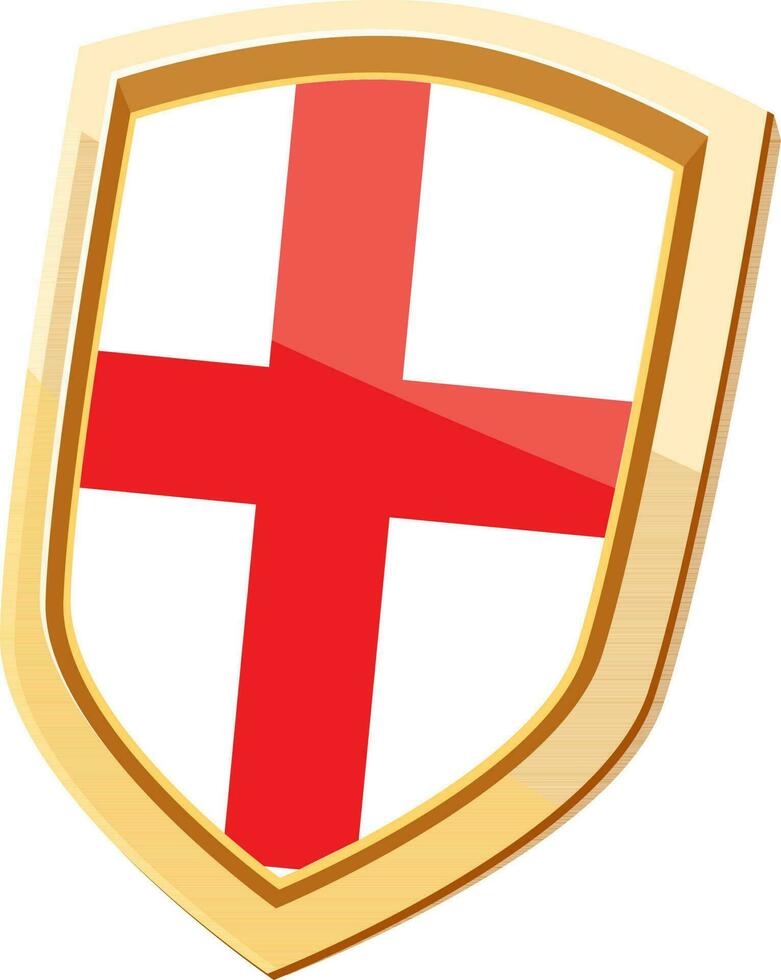 Golden shield with Flag of England. vector