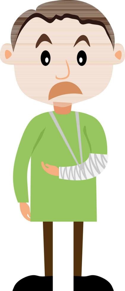 Character of a man with broken hand. vector
