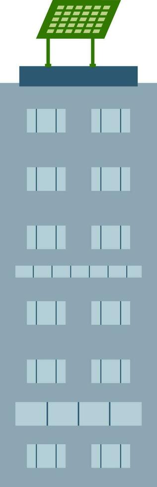 Blue building with solar panel. vector