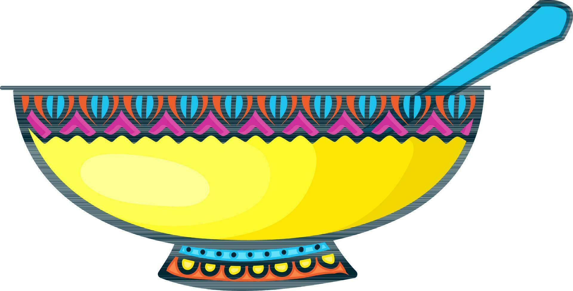 Decorative bowl with spoon. vector