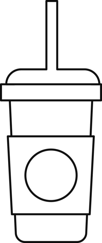 vaso con Paja en negro línea Arte ilustración. vector