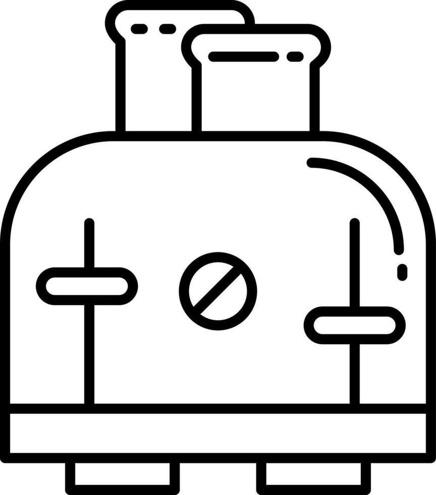 Line art Toaster icon in flat style. vector