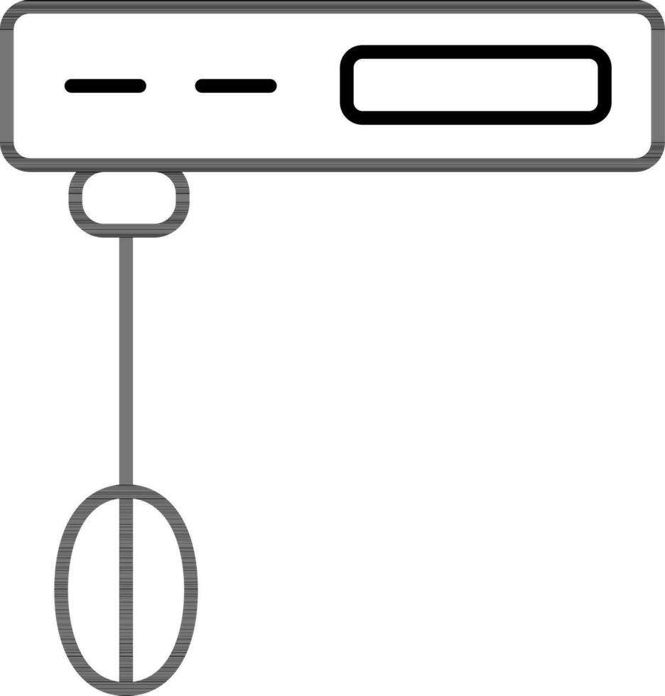 Hand mixer icon in black line art. vector