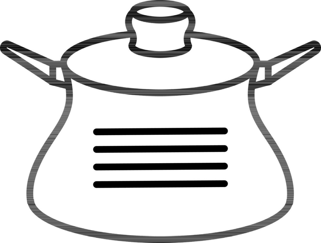 Pressure cooker icon in black line art. vector