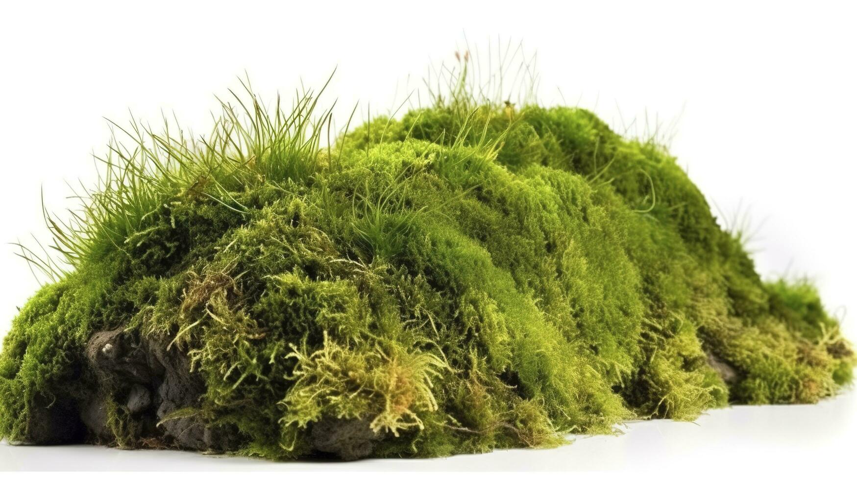 Green moss with grass isolated on white background, generate ai photo