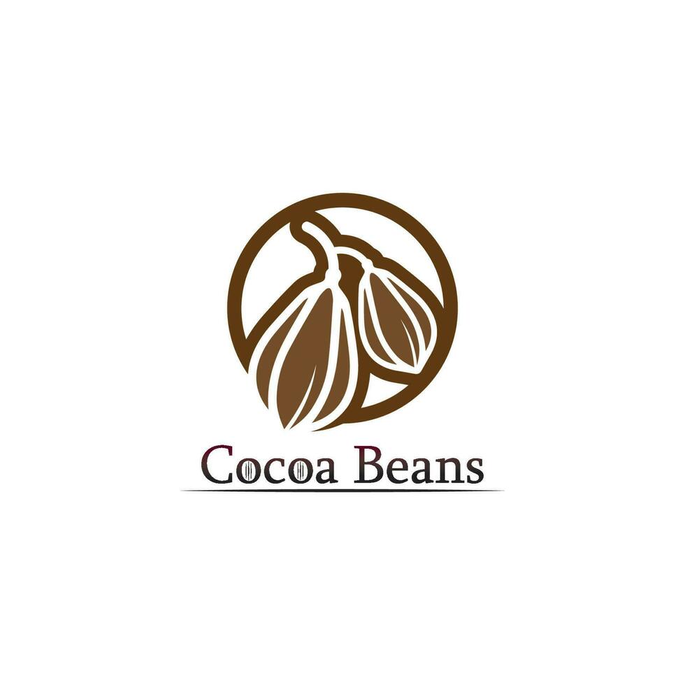 logotipo de chocolate e icono de cacao y diseño vectorial nuez y nuez deliciosa vector