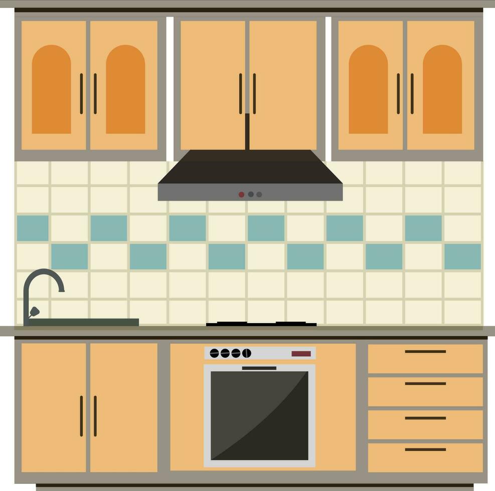 plano ilustración de cocina interior. vector