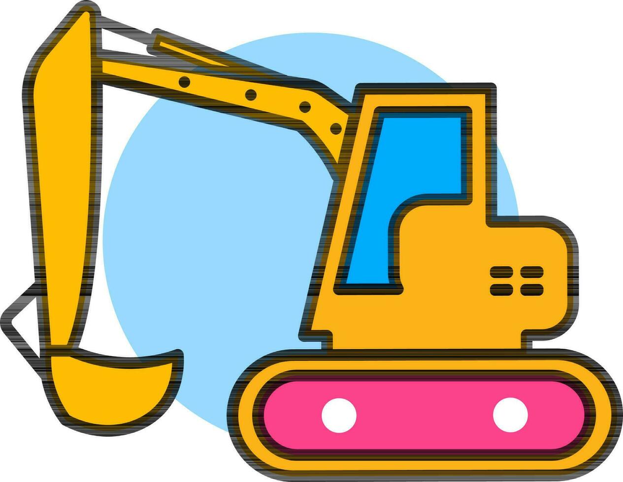 Excavator or Digger icon in orange color. vector