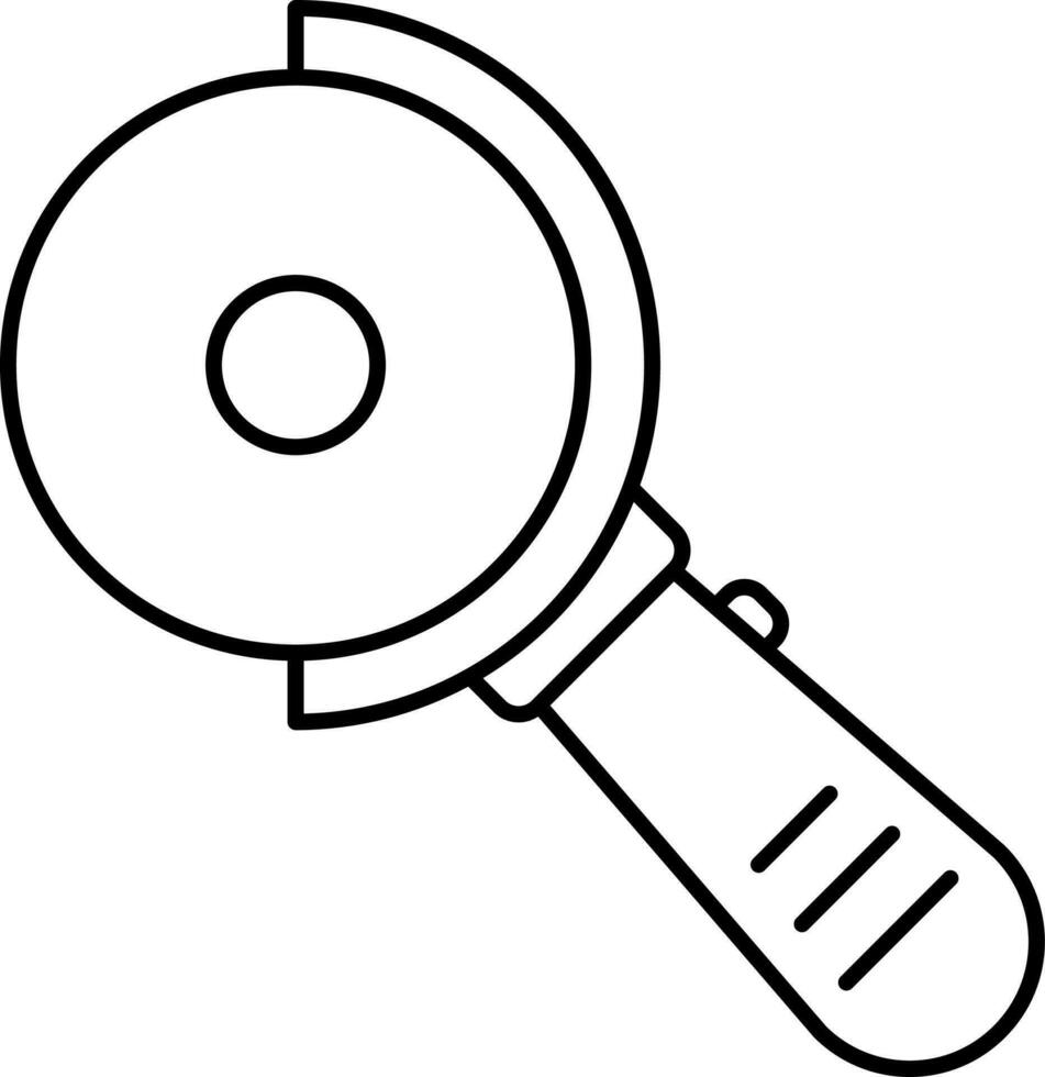 Pizza or Rotary cutter icon in black line art. vector