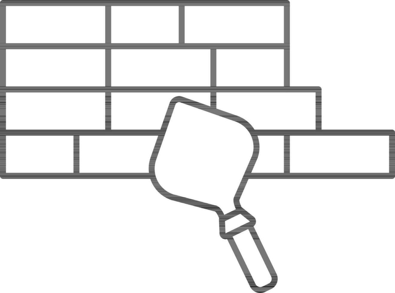 Brick wall build with trowel icon in thin line art. vector