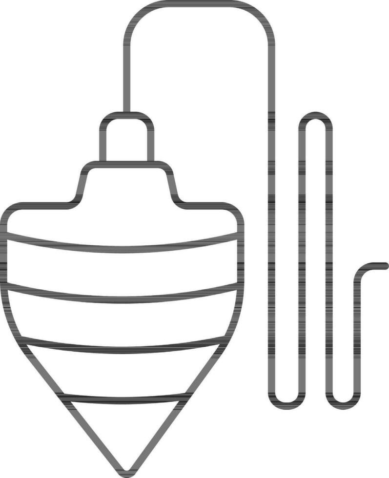 Black line art illustration of Plumb Bob icon. vector