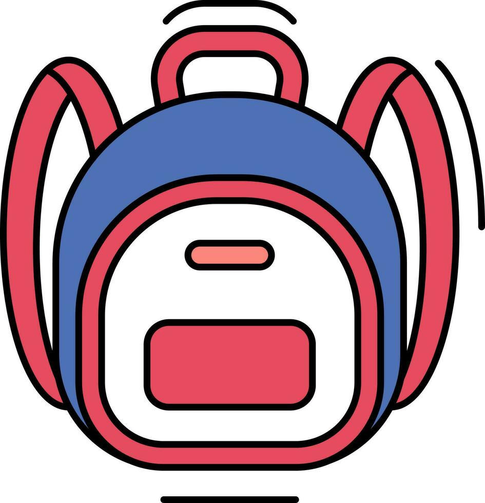 Flat Style Backpack icon in red and blue color. vector