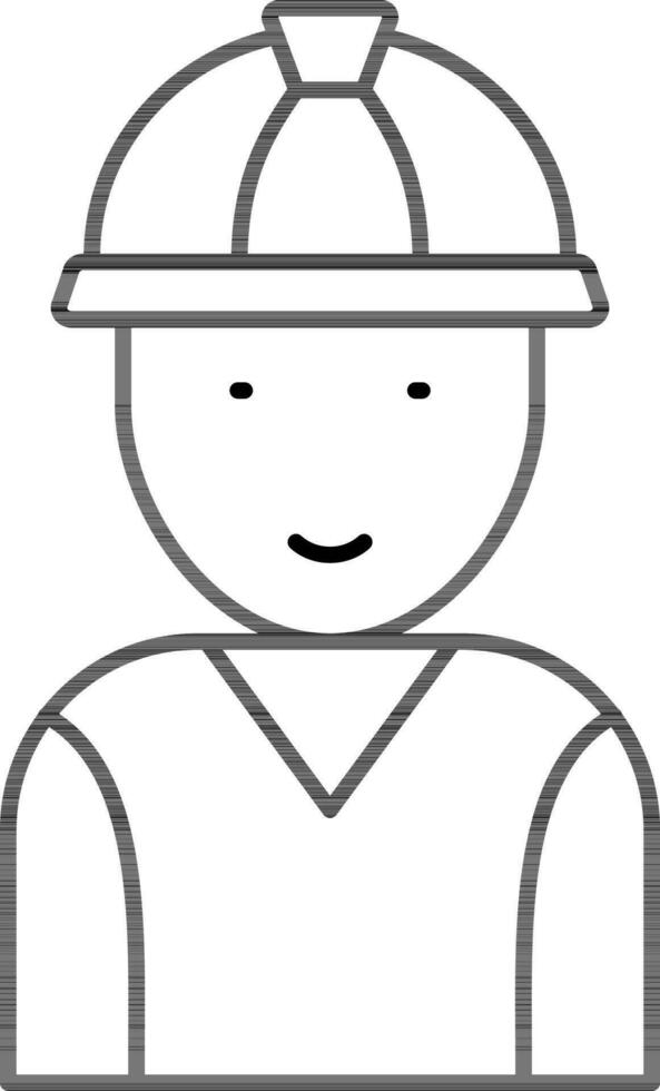 Construction man icon in thin line art. vector