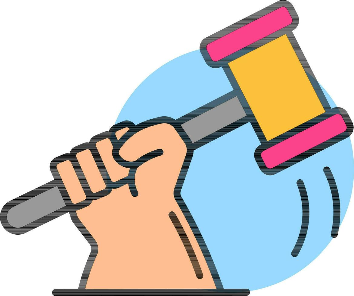 Vector illustration of Hand holding hammer icon.