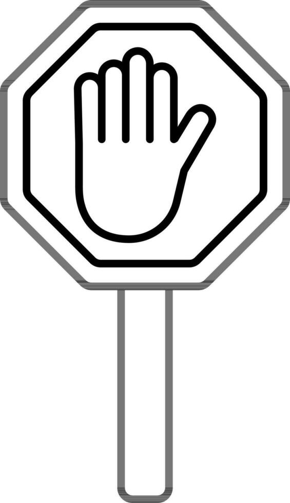 Stop sign board icon icon in line art. vector