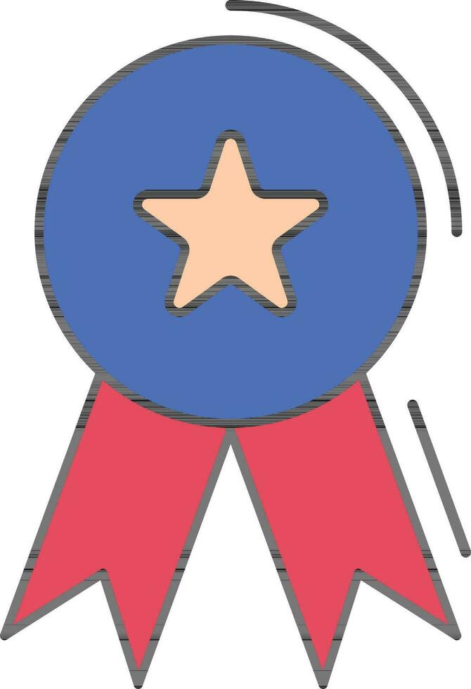 Star Badge Ribbon icon in blue and red color. vector