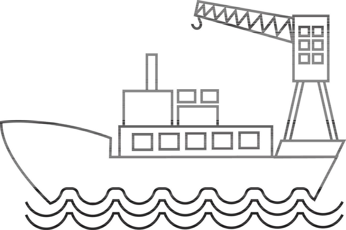 Black line art ship icon. vector