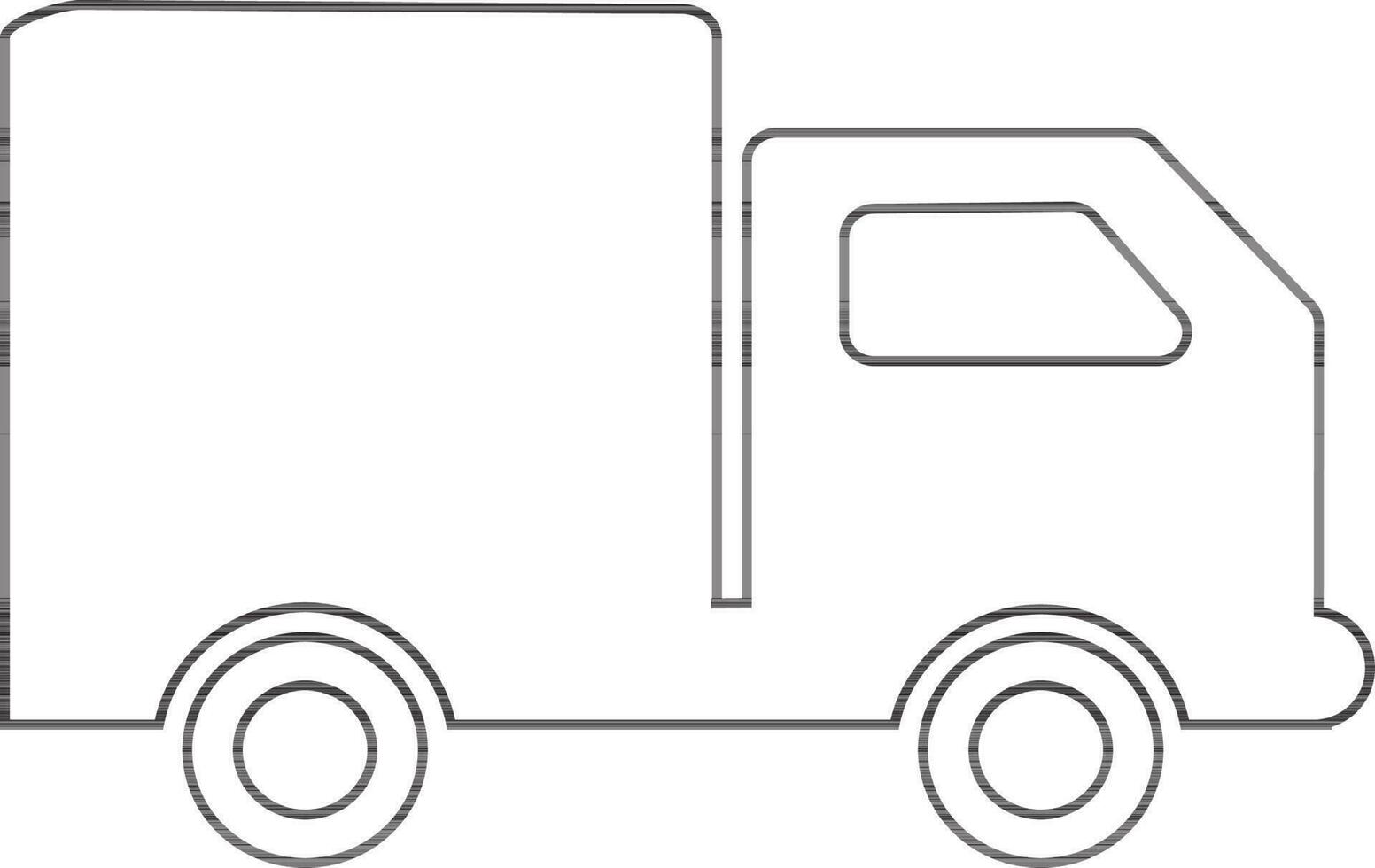 Black line art illustration of a truck in flat style. vector