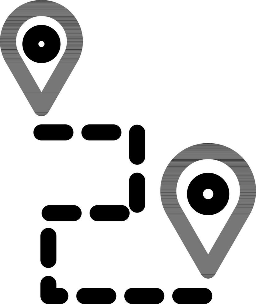 Route location pin icon in black line art. vector