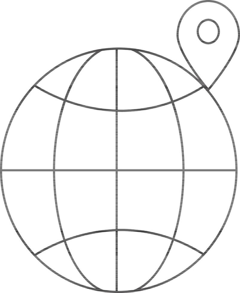 World grid with placeholder in black line art. vector