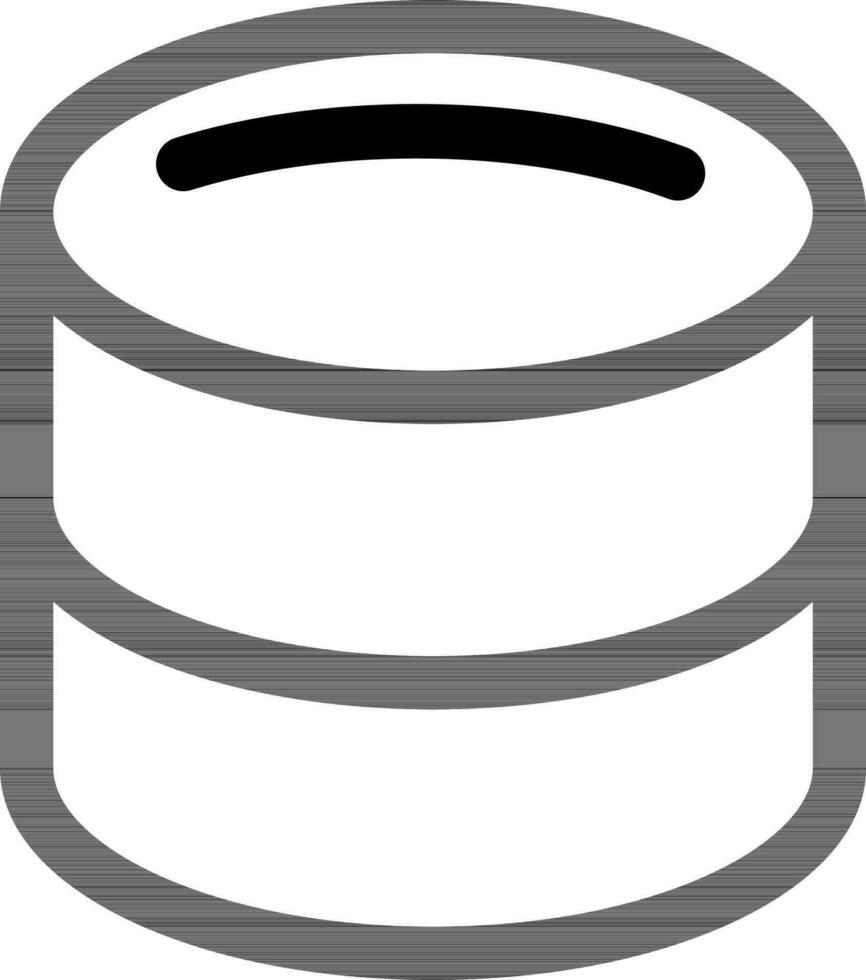 Black line art illustration of Database icon. vector