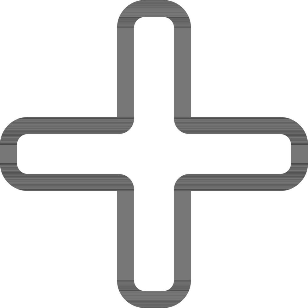 Black line art Plus icon in flat style. vector