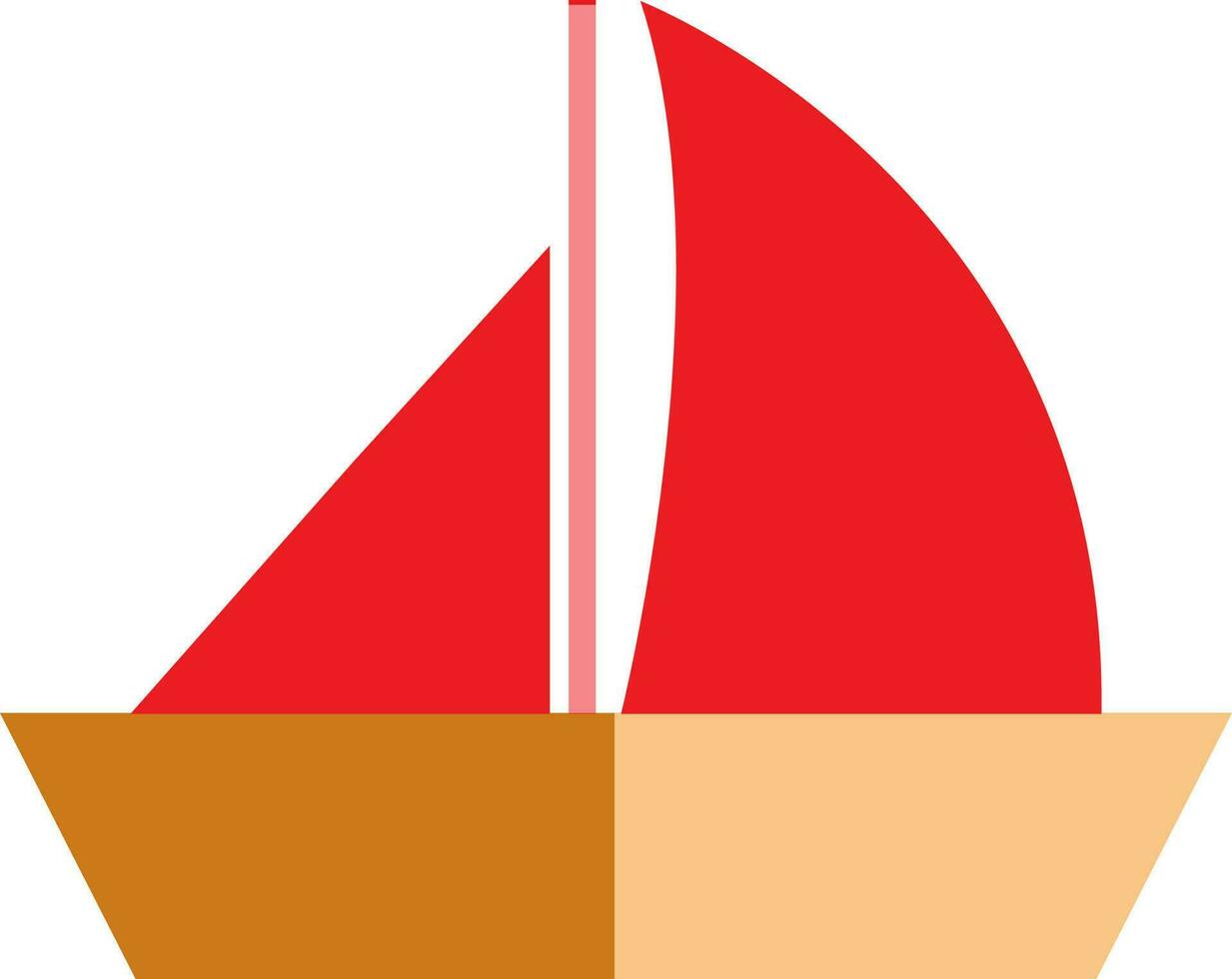 Yellow and red boat in flat style. vector