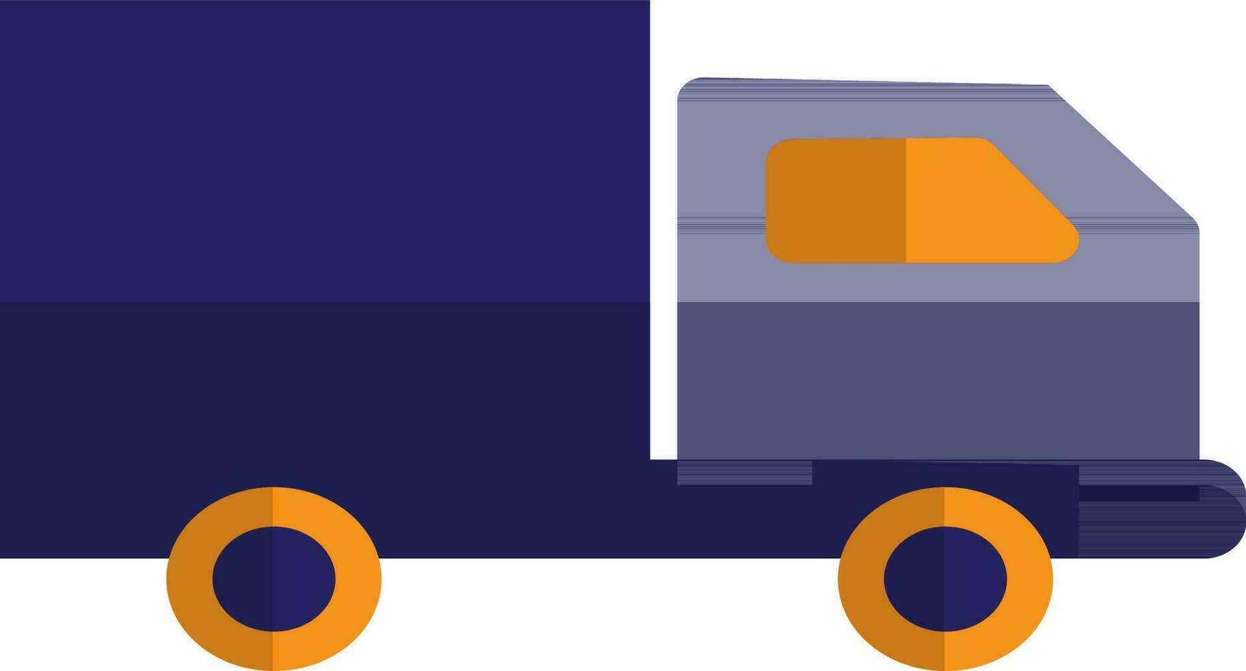 Blue and yellow truck in flat style. vector