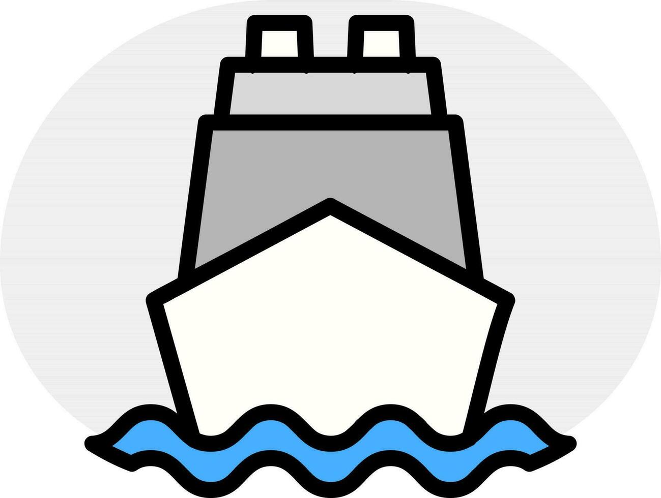 plano estilo Embarcacion en agua icono en azul y gris color. vector