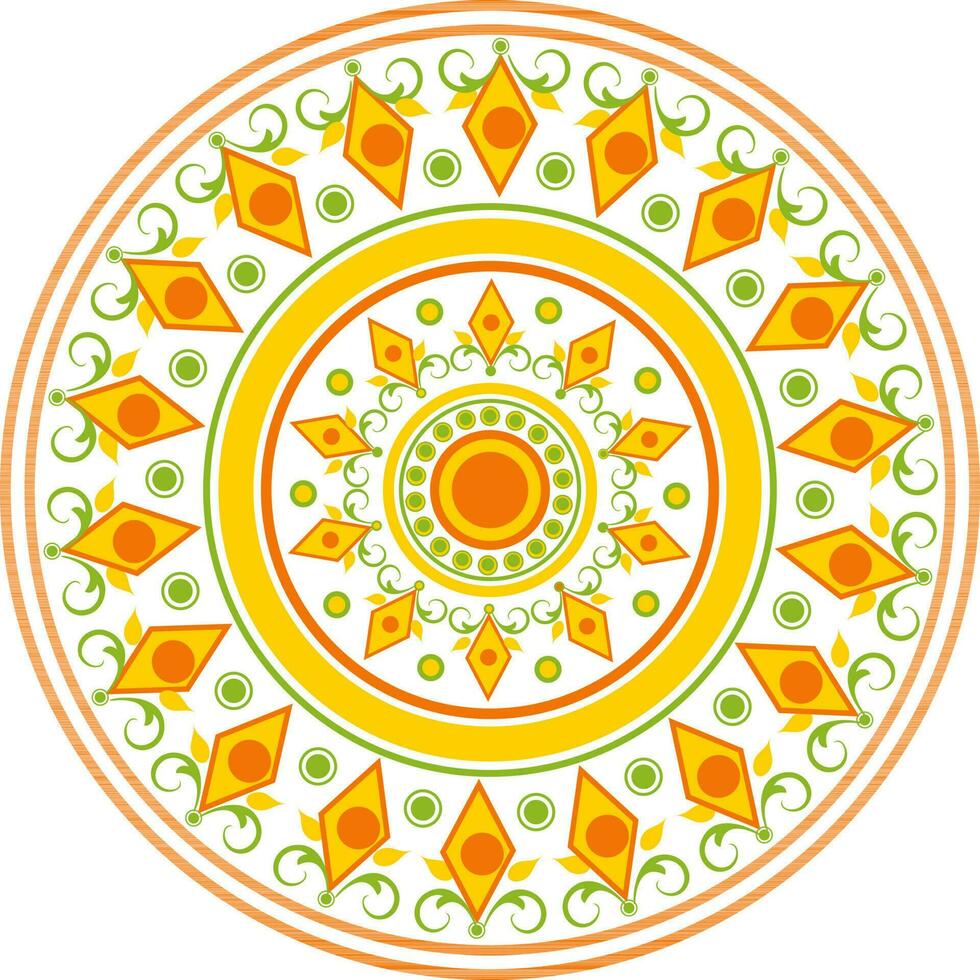 vistoso floral modelo rangoli. vector