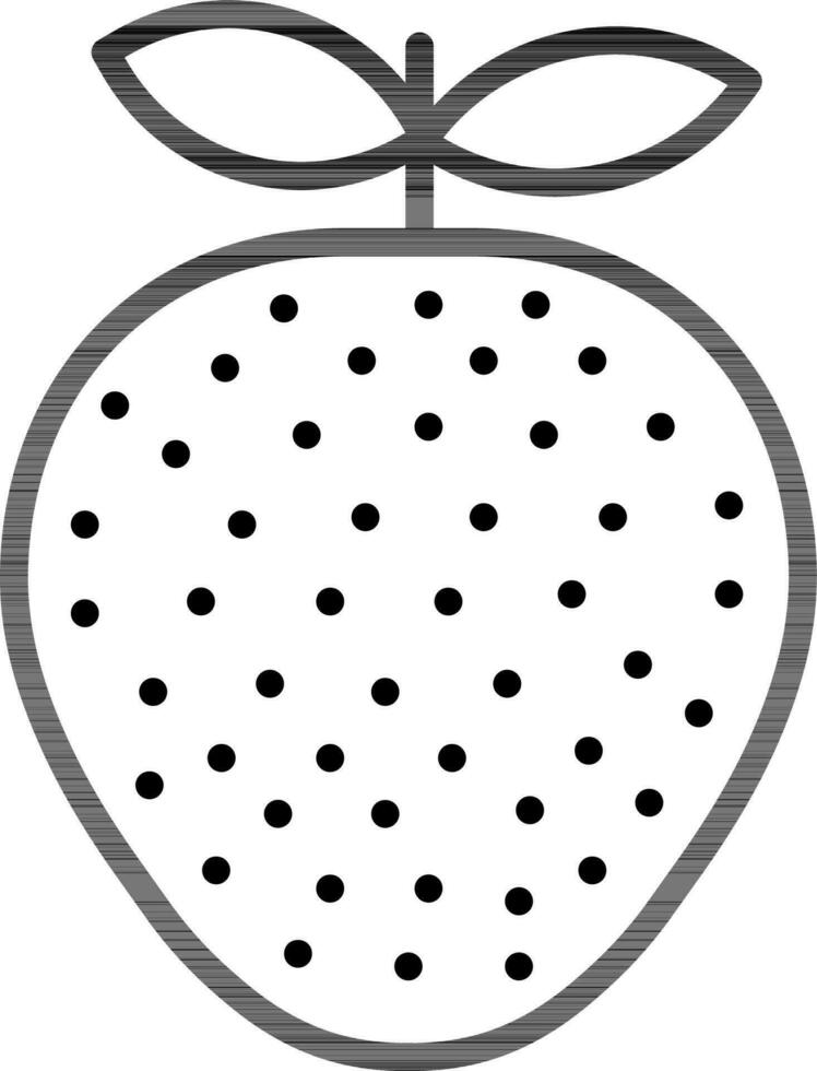 Strawberry icon in black line art. vector