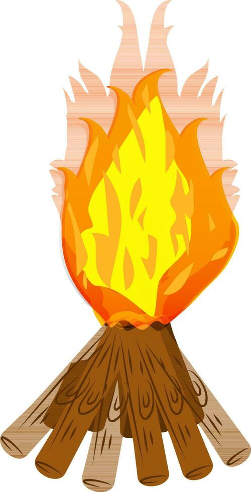 Illustration of burning on firewood. vector