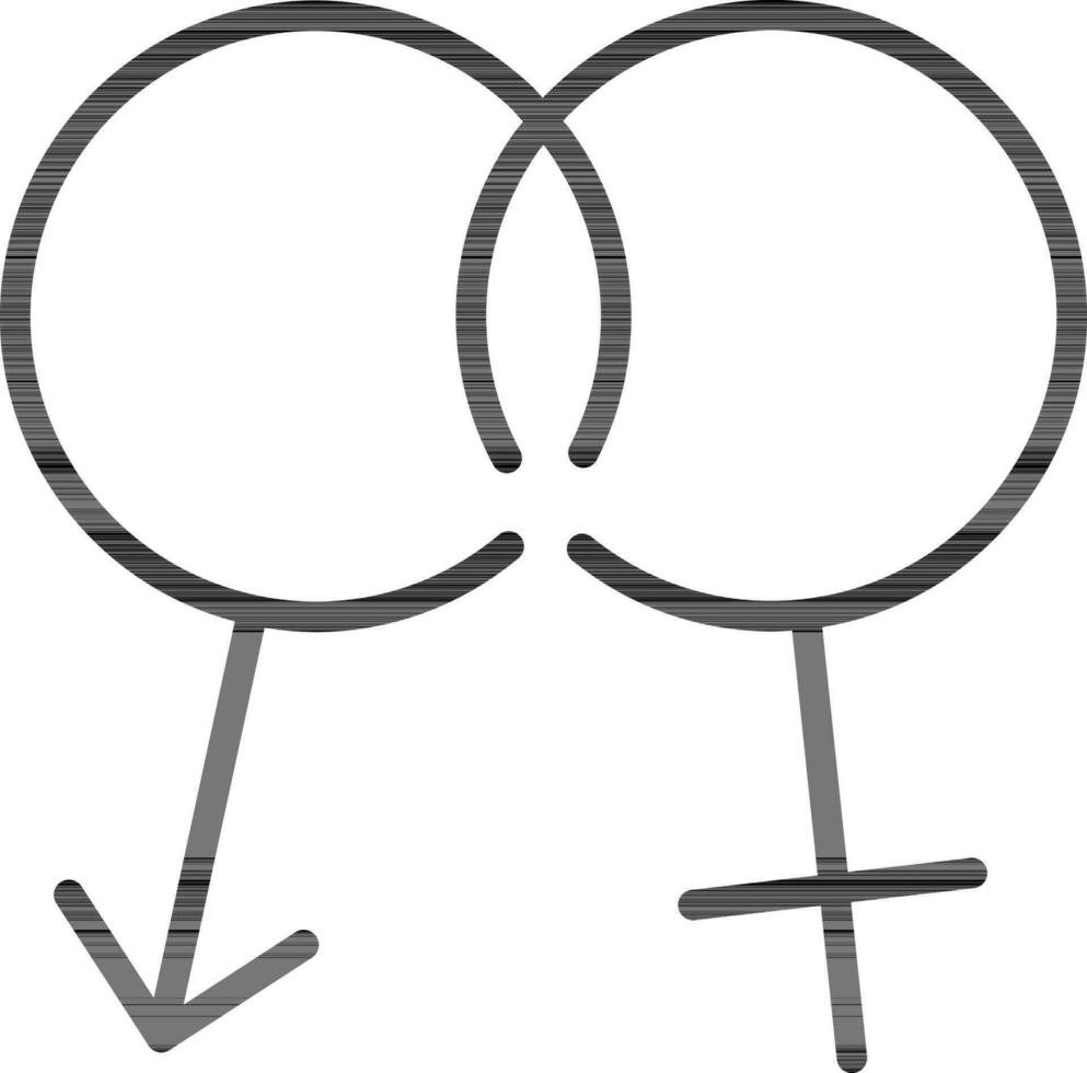 Male and Female sign or symbol in line art. vector