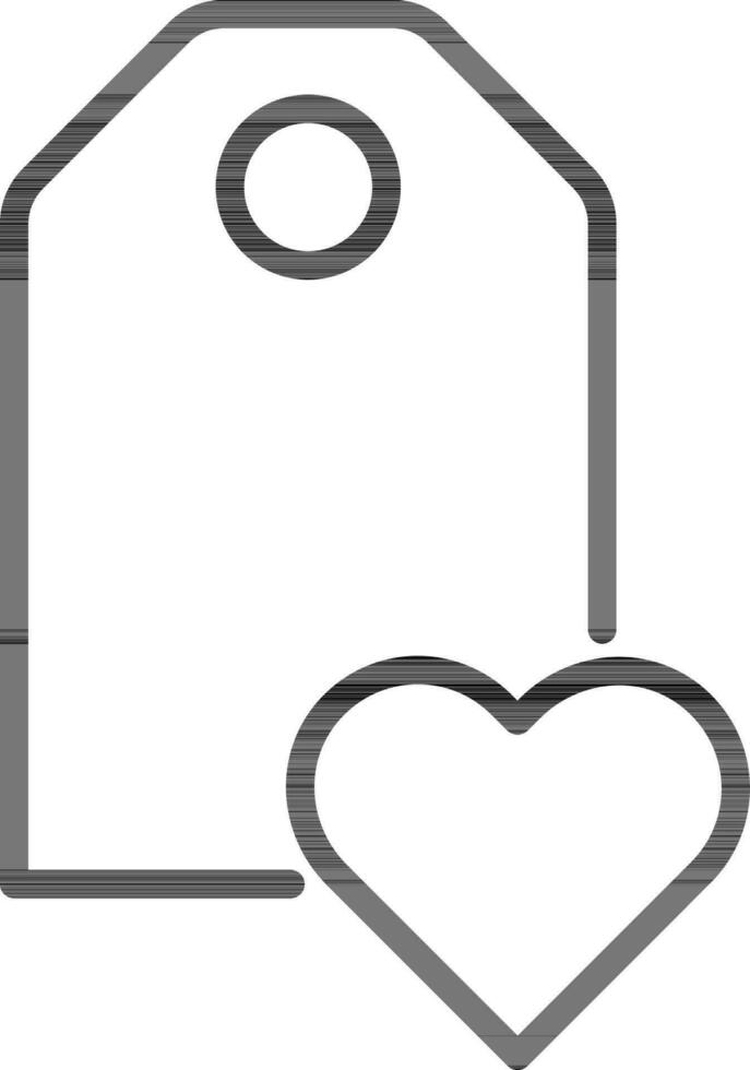 Line art illustration of Heart tag icon. vector